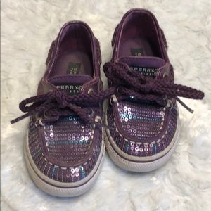 Sperry purple sparkle boat shoes size 6.5